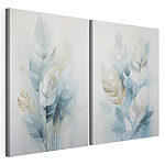 Impression sur toile modulaire Peinture représentant des plumes et des feuilles