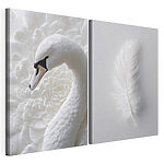 Impression sur toile modulaire Une plume blanche et un cygne