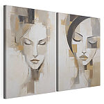 Impression sur toile modulaire Deux tableaux représentant des visages de femmes