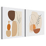 Impression sur toile modulaire Deux tableaux représentant une femme et une plante