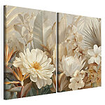 Impression sur toile modulaire Des fleurs élégantes aux teintes douces et chaleureuses
