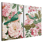 Impression sur toile modulaire Deux oiseaux sur une fleur