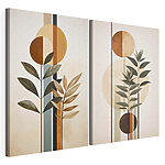 Impression sur toile modulaire Deux images représentant des plantes et des cercles