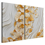 Impression sur toile modulaire Feuilles de ginkgo délicates aux tons doux