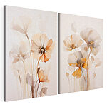 Impression sur toile modulaire Peinture représentant des fleurs sur un fond blanc