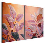 Impression sur toile modulaire Feuilles délicates aux teintes chaudes