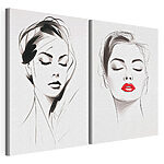 Impression sur toile modulaire Visage de femme aux lèvres rouges