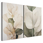 Impression sur toile modulaire Des feuilles délicates aux teintes douces