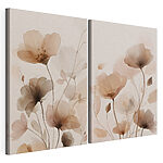 Impression sur toile modulaire Des fleurs délicates aux teintes douces