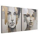 Impression sur toile modulaire Peinture représentant le visage d'une femme