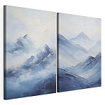 Impression sur toile modulaire Peinture représentant des montagnes dans le brouillard