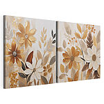 Impression sur toile modulaire Peinture représentant des fleurs et des feuilles