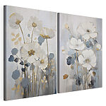 Impression sur toile modulaire Peinture représentant des fleurs et des feuilles