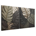 Impression sur toile modulaire - Des feuilles élégantes aux nuances subtiles