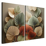 Impression sur toile modulaire Des feuilles délicates aux teintes douces