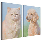 Impression sur toile modulaire Un chat et un chien qui regardent l'appareil photo