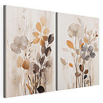 Impression sur toile modulaire Peinture représentant des fleurs et des feuilles