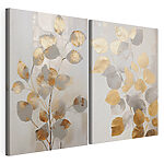 Impression sur toile modulaire Des feuilles délicates aux couleurs douces