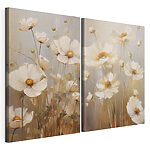 Impression sur toile modulaire Des fleurs délicates aux teintes douces