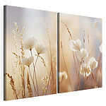 Impression sur toile modulaire De délicates fleurs baignées par la douce lumière du soleil