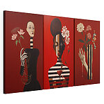 Impression sur toile modulaire Série de tableaux sur fond rouge