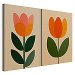 Impression sur toile modulaire Quelques fleurs avec des feuilles