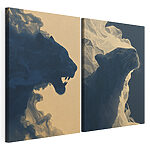 Impression sur toile modulaire Collage représentant un lion