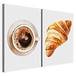 Impression sur toile modulaire Un croissant et une tasse de café