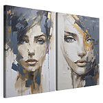 Impression sur toile modulaire Deux tableaux représentant des visages de femmes