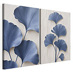 Impression sur toile modulaire Feuilles bleues délicates sur un fond doux