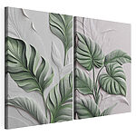 Impression sur toile modulaire Des feuilles élégantes aux teintes douces et subtiles