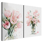 Impression sur toile modulaire Deux fleurs roses dans un vase