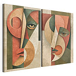 Impression sur toile modulaire Deux visages peints de couleurs différentes