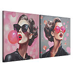 Impression sur toile modulaire Collage représentant une femme portant des lunettes de soleil