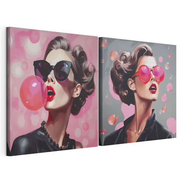 Collage représentant une femme portant des lunettes de soleil Impression sur toile modulaire Collage représentant une femme portant des lunettes de soleil