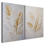 Impression sur toile modulaire Feuilles décoratives aux teintes douces