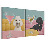 Impression sur toile modulaire Un chien assis à une table avec un verre à martini