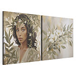 Impression sur toile modulaire Tableau représentant une femme avec des fleurs