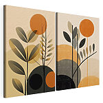 Impression sur toile modulaire Deux images représentant des plantes et des cercles