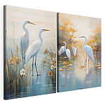 Impression sur toile modulaire Deux oiseaux blancs dans l'eau