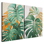 Impression sur toile modulaire Des feuilles tropicales aux couleurs vives, en parfaite harmonie