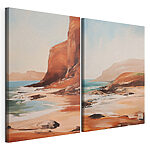 Impression sur toile modulaire Tableau représentant une plage et une falaise rocheuse