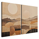 Impression sur toile modulaire Peinture représentant des collines et le soleil