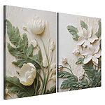 Impression sur toile modulaire Des fleurs délicates au milieu d'une végétation luxuriante