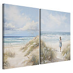 Impression sur toile modulaire Une femme marchant sur une plage