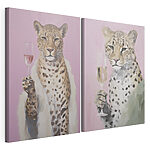 Impression sur toile modulaire Tableau représentant un guépard tenant un verre de vin