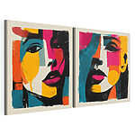 Impression sur toile modulaire Quelques affiches représentant des visages de femmes