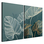 Impression sur toile modulaire Des feuilles fantaisistes aux teintes douces