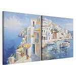 Impression sur toile modulaire Peinture représentant un bateau sur l'eau