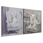 Impression sur toile modulaire Tableau représentant un chien assis sur une chaise